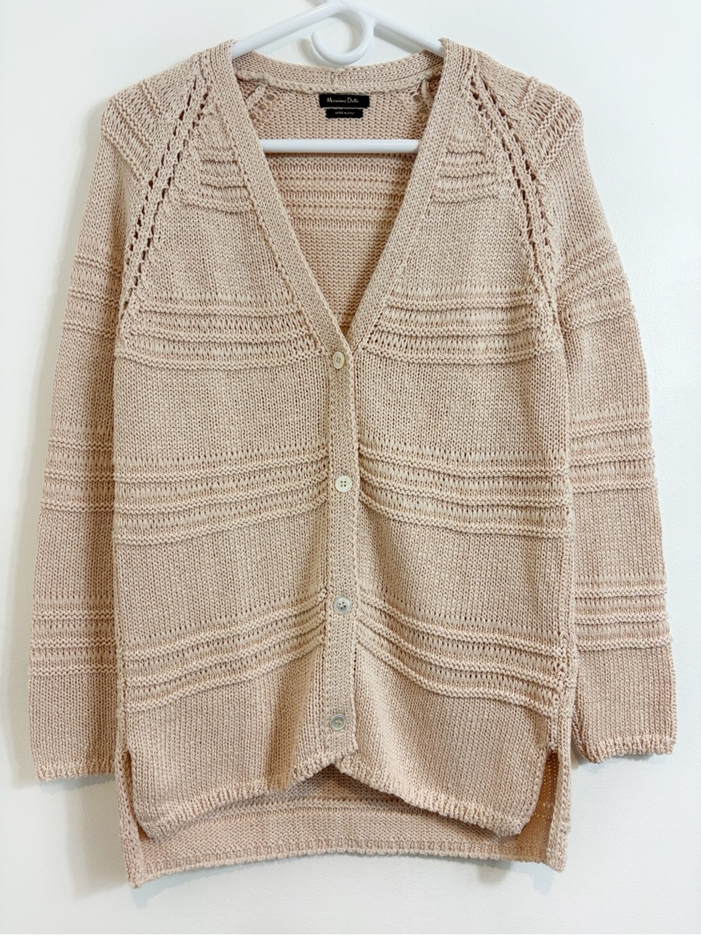 Massimo Dutti Cream Button Front Cardigan Sweater